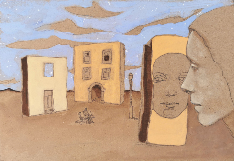 nostalgie de l'astre 6 - 21x30 - tempera